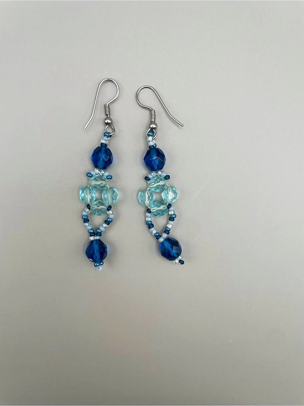 Blue & Turquoise Beaded Dangle Earrings